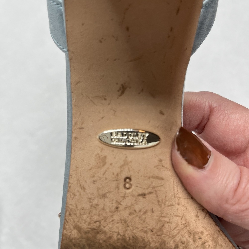 Badgley Mischka Harriet Blue Jeweled Ankle Strap Heel Women's 8 Prom Hoco - Picture 10 of 11